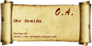 Ohr Armida névjegykártya